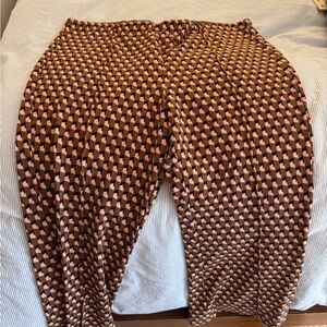 Anthropologie Brown and Pink Patterned Pants